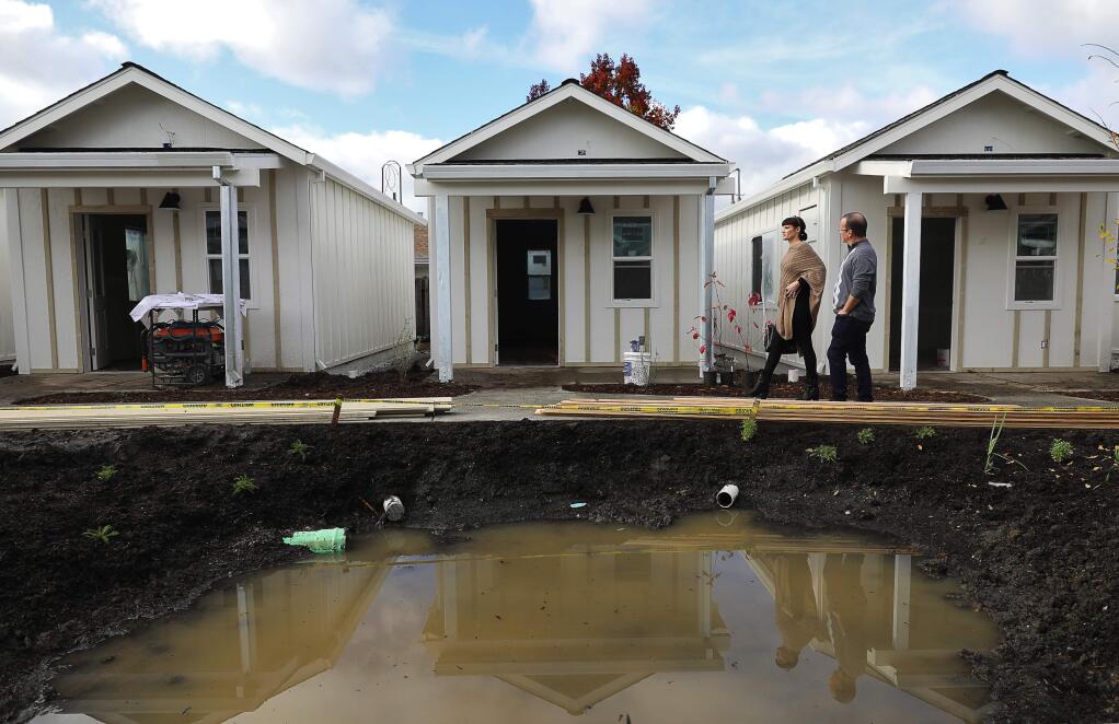 Sonoma County is preparing to open John Zane-Michael Wolff Veterans Village in Santa Rosa, with 14 tiny homes for homeless veterans. (CHRISTOPHER CHUNG / The Press Democrat)
