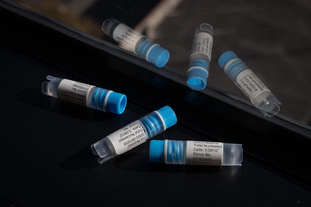 Liveyon, a company in Yorba Linda, Calif., sells tiny vials of a solution it says is derived from umbilical cord blood, which it claims is an especially potent source of healing stem cells. (Loren Elliott/For The Washington Post)