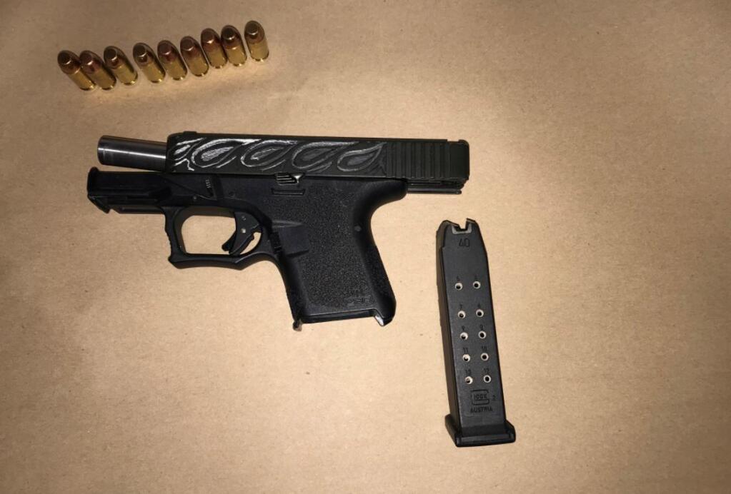 Santa Rosa police say they found a “ghost gun” in the vehicle of a teenage suspect, Wednesday, July 14, 2021. (Santa Rosa Police Department)