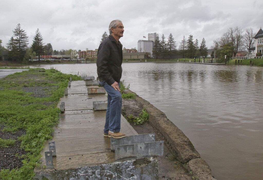 John FitzGerald at the site of volunteer led pocket park aproved by the city to be built at the end of C St at the Petaluma river in Petaluma on Monday, March 21, 2016. (SCOTT MANCHESTER/ARGUS-COURIER STAFF)