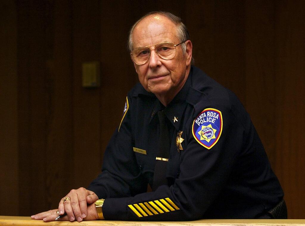 ( File photo) Cmdr. Rodney Sverko, pictured before his retirement, started on the force in 1963. He retired in 2003 with the longest tenure in the history of the Santa Rosa Police Department.