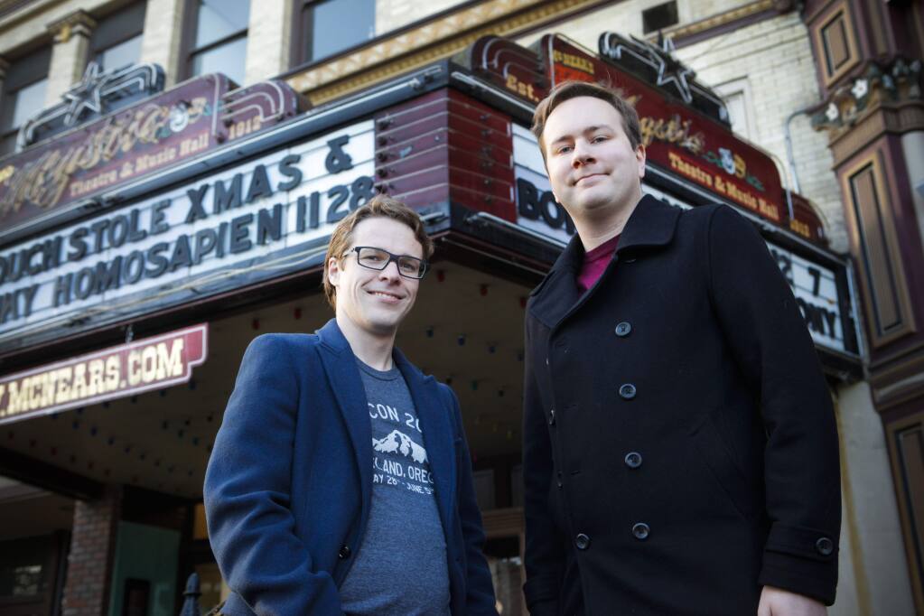Petaluma, CA, USA. Monday, November 27, 2017._ Josh Simmons and Christopher Neugebauer are the organizers for North Bay Python which will take place for three days in Petaluma at the Mystic Theater. (CRISSY PASCUAL/ARGUS-COURIER STAFF)
