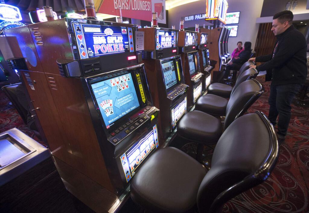 FILE - In this undated file photo, new chairs for slot players are seen at the Palms, in Las Vegas. Authorities trying to piece together the final days before Stephen Paddock unleashed his arsenal of powerful firearms on a crowd of country music fans Sunday, Oct, 1, 2017, have at least one potential trove of information: his gambling habits. Nevada gambling regulators say they're sorting through documents for clues about him and his girlfriend, Marilou Danley. (Steve Marcus/Las Vegas Sun via AP, File)