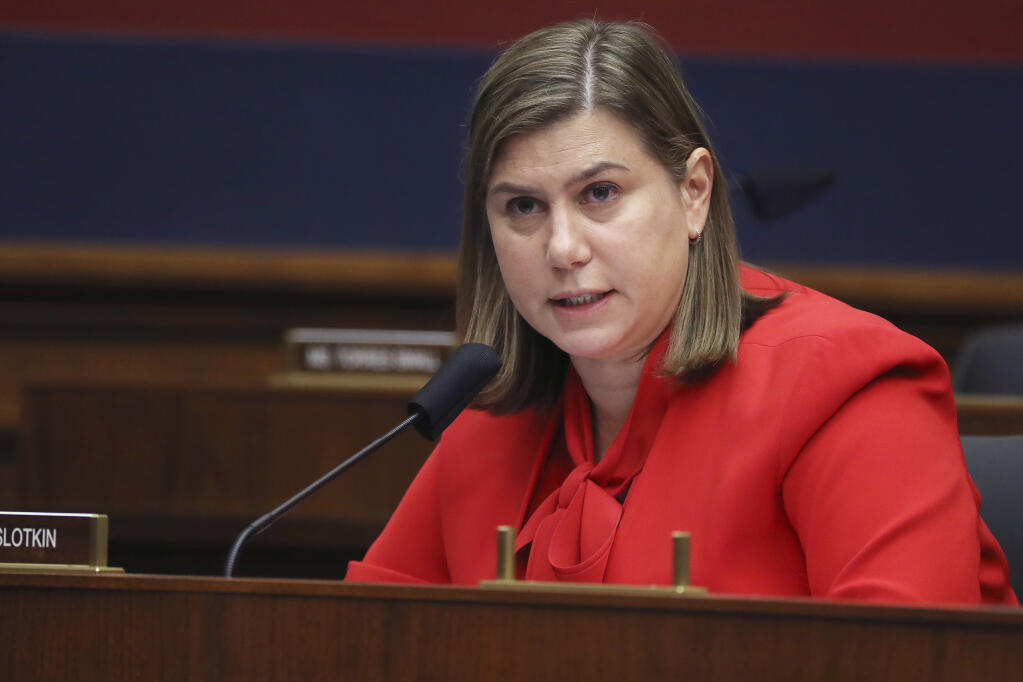FILE - Rep. Elissa Slotkin, D-Mich., questions witnesses during hearing on Sept. 17, 2020, on Capitol Hill Washington. (Chip Somodevilla/Pool via AP, File)