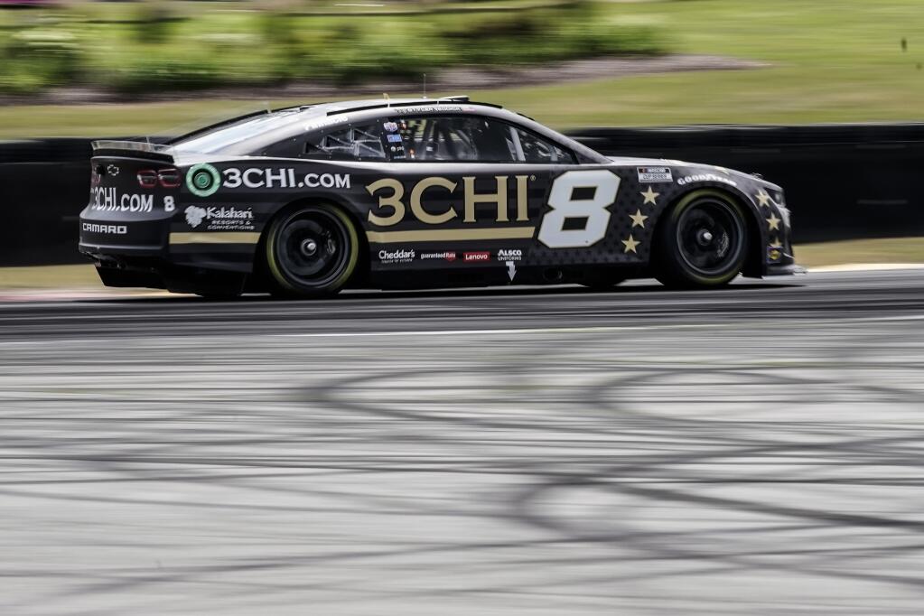 Tyler Reddick races around a turn during a NASCAR Cup Series auto race, Sunday, July 3, 2022, at Road America in Elkhart Lake, Wis. (AP Photo/Morry Gash)