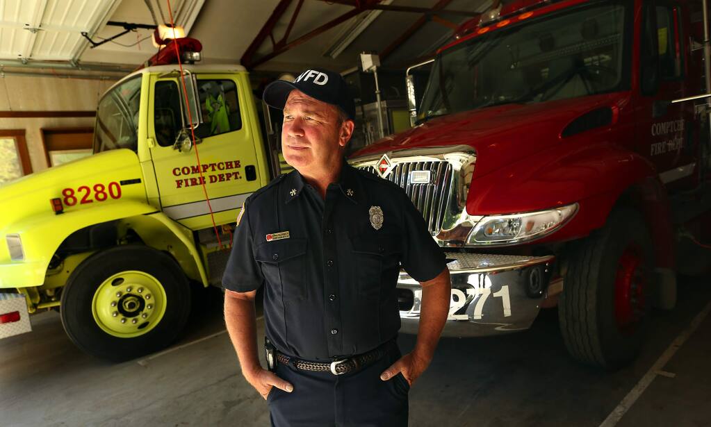 Comptche Volunteer Fire Department Assistant Chief Randy MacDonald traveled to Washington D.C. to talk about the problems with older copper phone lines and low hanging fiber optic lines necessary for calling 911. (JOHN BURGESS / The Press Democrat)