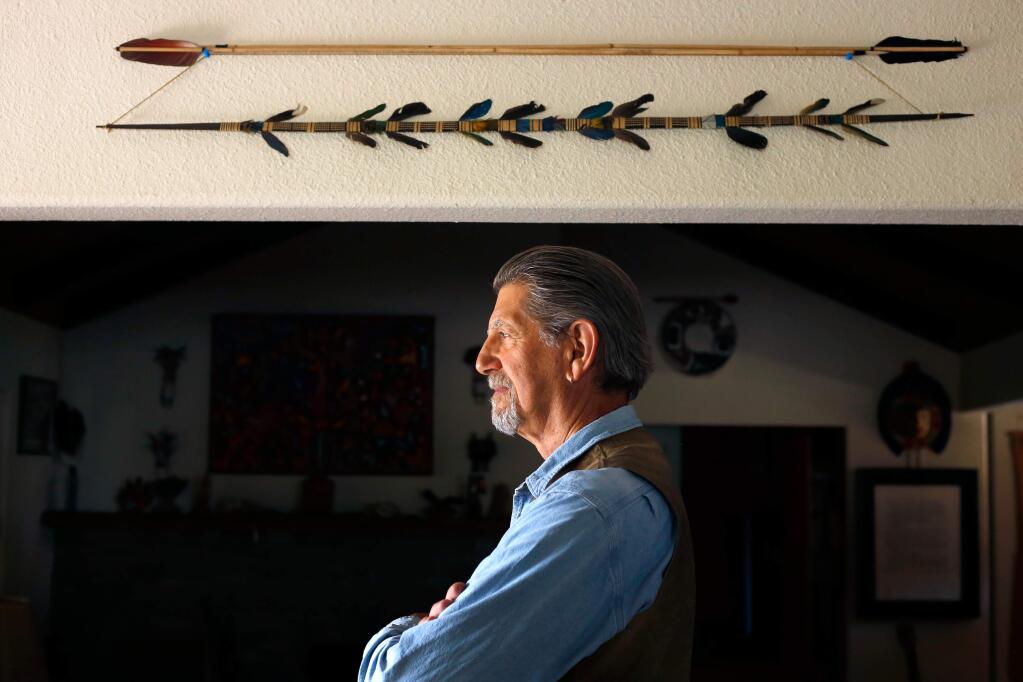 Actor Peter Coyote at his home in Sebastopol in 2018. Coyote has just published a new book, “The Lone Ranger and Tonto Meet Buddha: Masks, Meditation & Improvised Play to Induce Liberated States.” (Alvin Jornada/The Press Democrat)