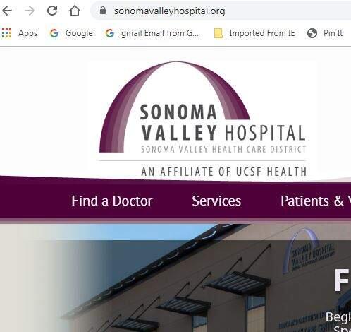 Sonoma Valley Hospital's website domain name was hijacked. The new URL is sonomavalleyhospital.org.
