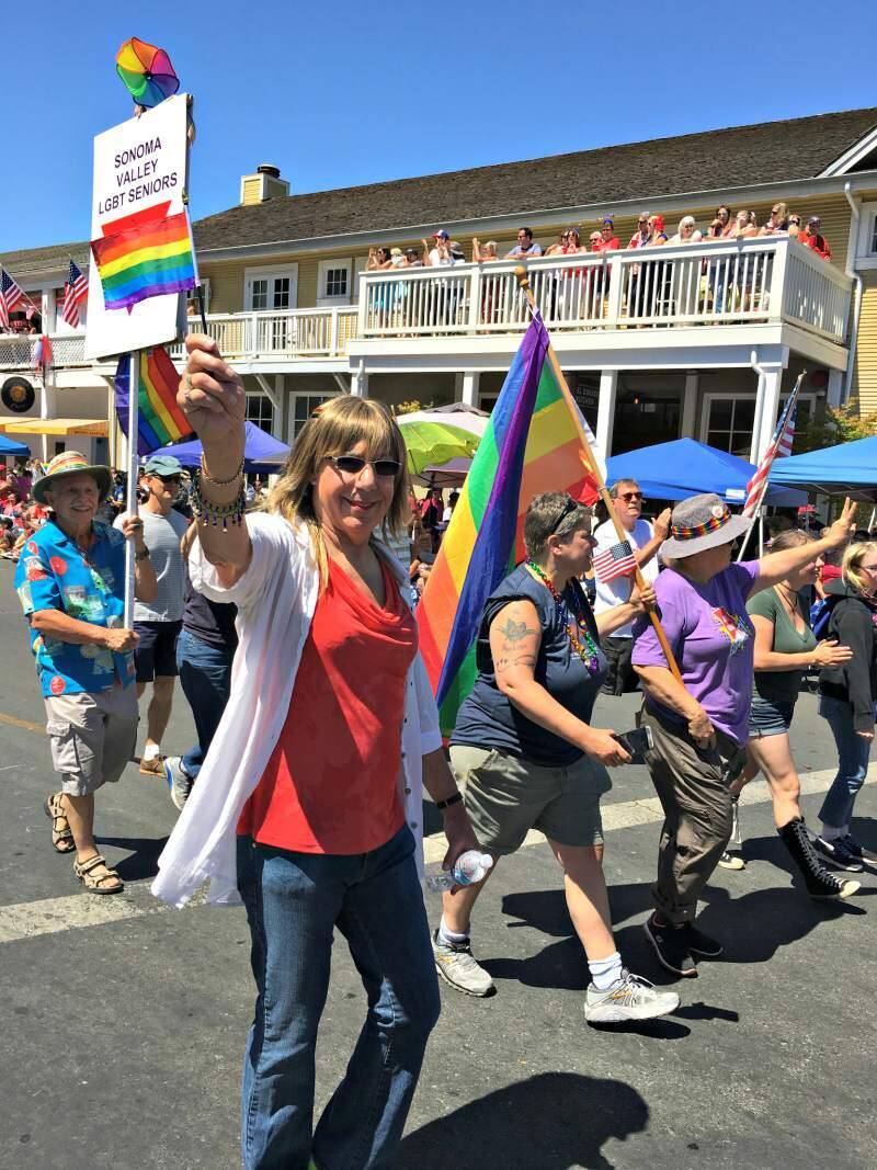 Sonoma Valley's seniors LGBT group marching in the 4th of July parade. (File photo)