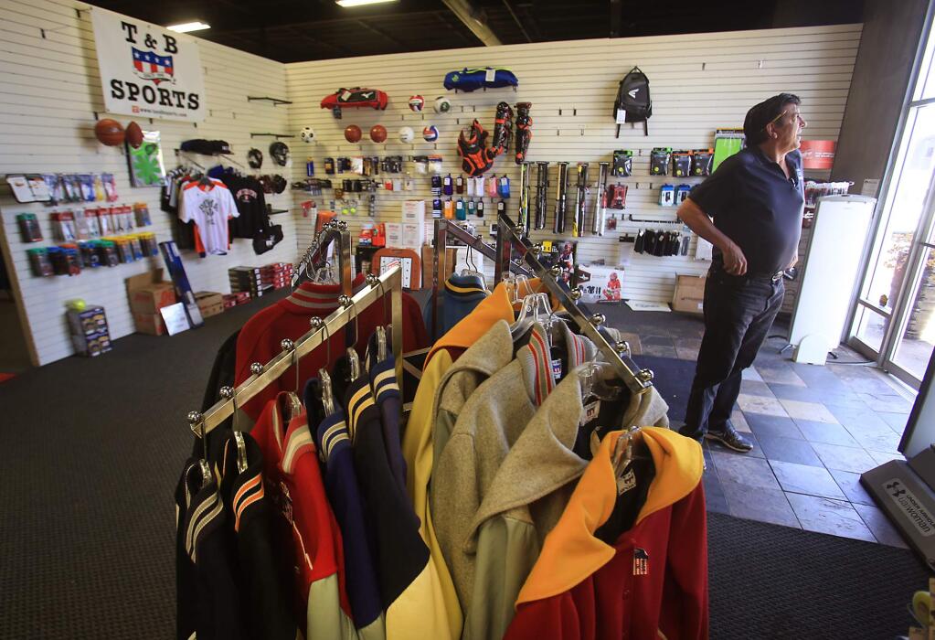 T&B Sports owner Jeff Brusati, Thursday, March 23, 2017, is closing his Santa Rosa store and moving the remaining inventory to his San Rafael store. (Kent Porter / The Press Democrat) 2017