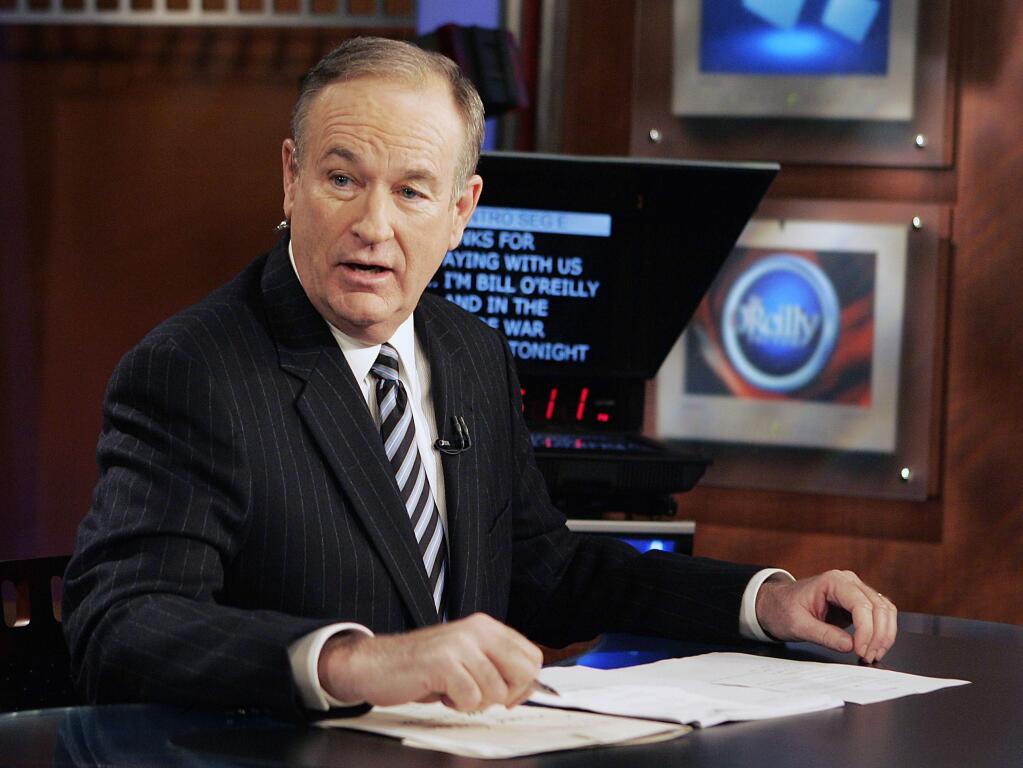 FILE - In this Jan. 18, 2007 file photo, Fox News commentator Bill O'Reilly appears on the Fox News show, 'The O'Reilly Factor,' in New York. (AP Photo/Jeff Christensen, File)