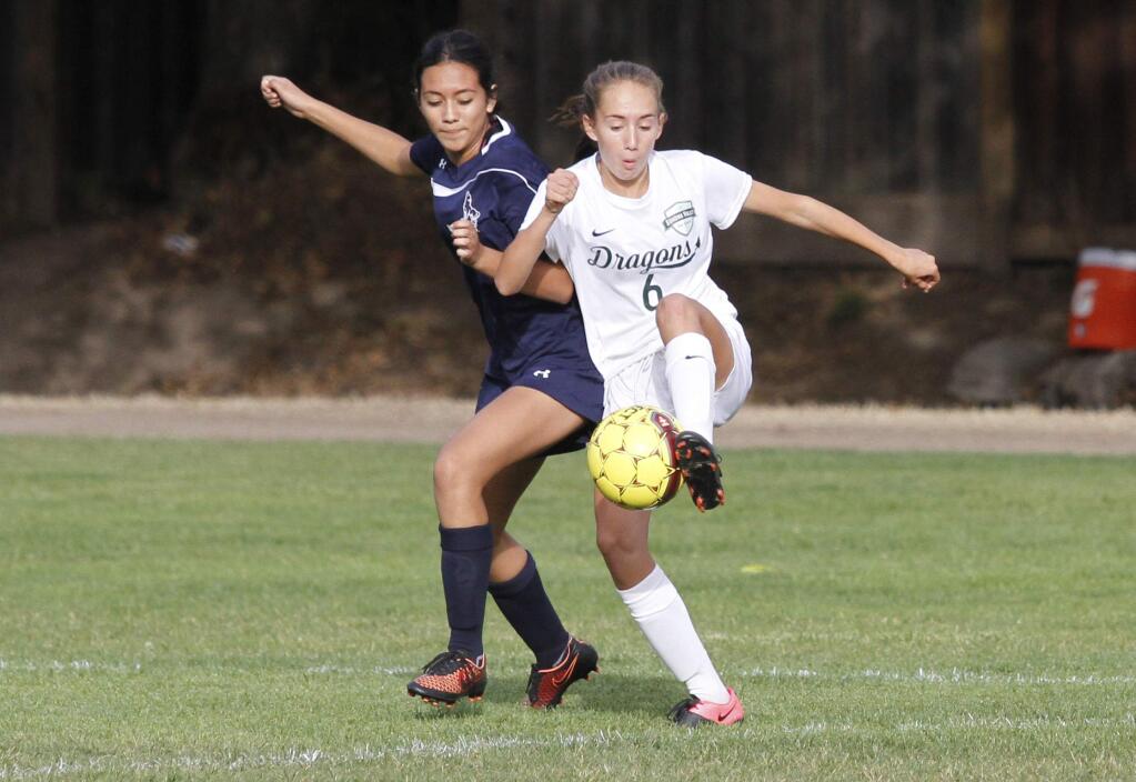 Bill Hoban/Index-TribuneSonoma's Ella Sutter takes control of a ball during a recent match. Sonoma finished its regular season Thursday and awaits a North Coast Section tournament bid Sunday.