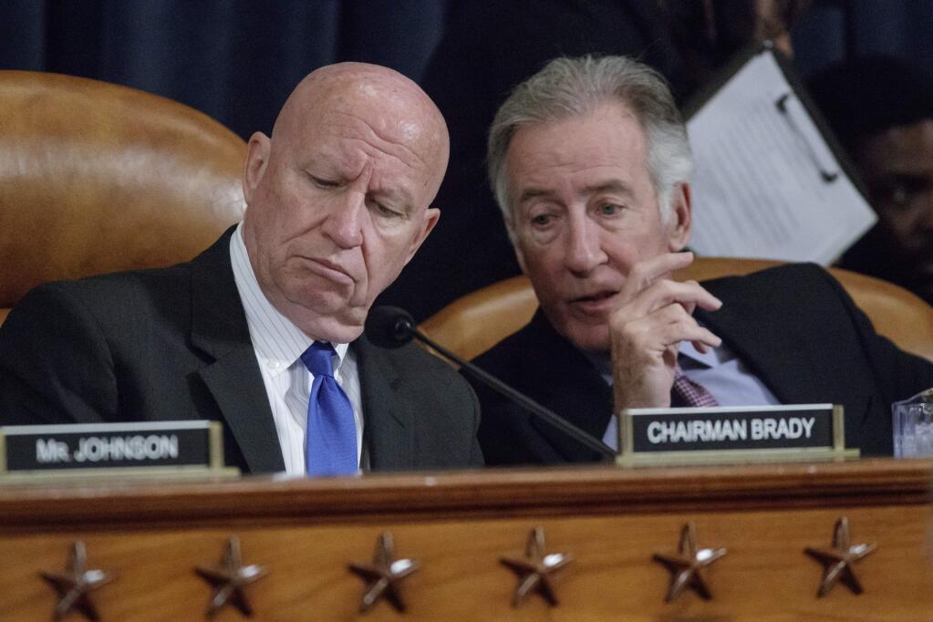 House Ways and Means Committee Chairman Kevin Brady, R-Texas, left, has told Democrats that Republicans plan to go “big” on a taxing-and-spending package. Rep. Richard Neal, D-Mass., right, the ranking Democrat on the Ways and Means Committee, says Democrats will demand tax cuts that don't favor the wealthy and that assembling a bipartisan coalition will be “very difficult.” (J. SCOTT APPLEWHITE / Associated Press)