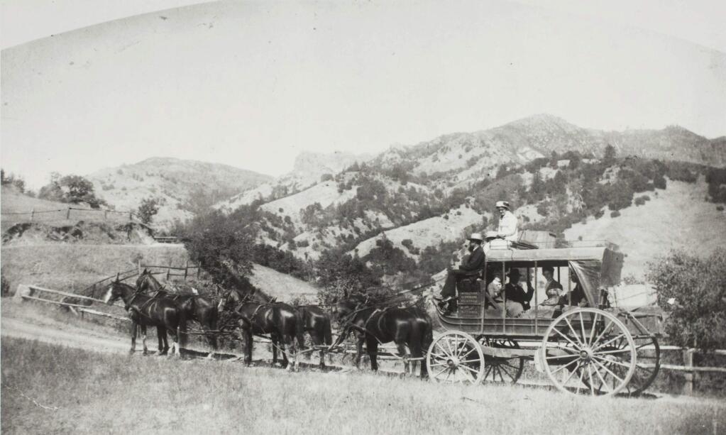 In this photo, the coach to Middleton gets ready to leave from Calistoga in the 1870s or 1880s. (Courtesy of the Sonoma County Library)