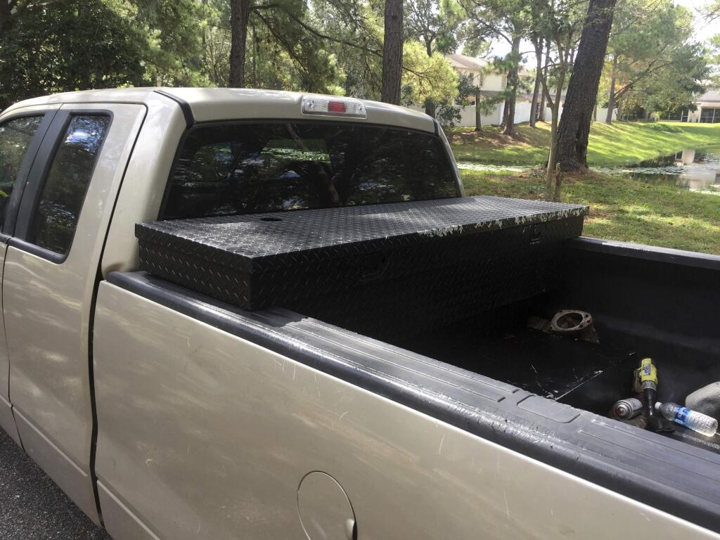 This is undated photo made available by the Florida Department of Agriculture shows a truck outfitted with a large tank used to syphon gas from gas stations using stolen credit cards. (Larry Payne/Florida Department of Agriculture via AP)