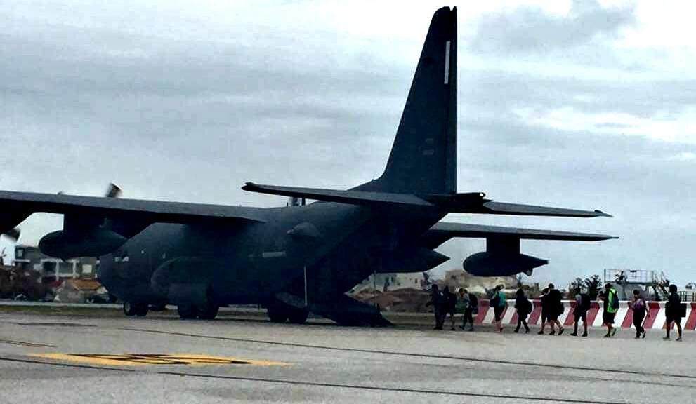 Maeve Greenberg snapped this photo as she took her place in line to board an Air Force cargo plane.