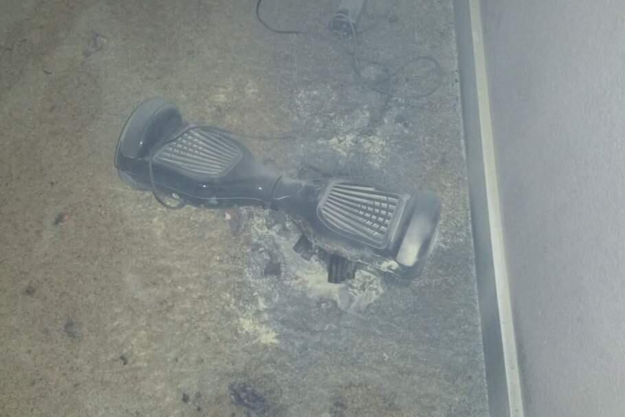 A hoverboard plugged into an electrical outlet to recharge burst into flames at a Petaluma home on Monday, Jan. 25, 2016, causing $10,000 in damage. (PETALUMA FIRE DEPARTMENT)