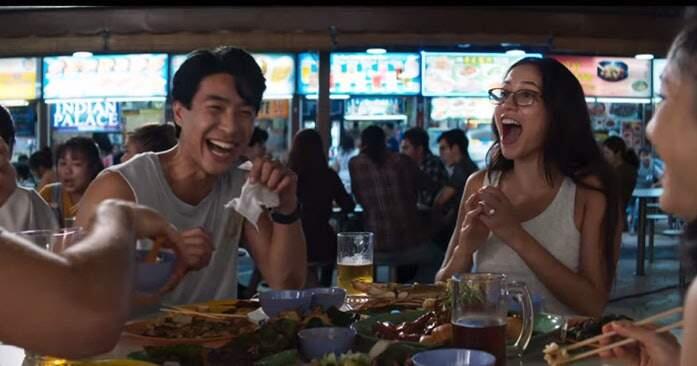 Nick and Rachel visit the Newton Food Centre, a 'hawker center' in Singapore, in 'Crazy Rich Asians.'