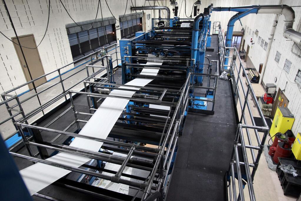 The Santa Rosa Press Democrat printing press in Rohnert Park.