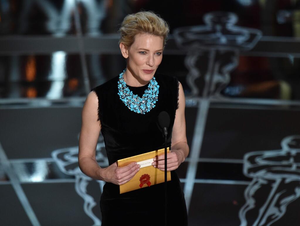 Cate Blanchett presents the award for best actor in a leading role at the Oscars on Sunday, Feb. 22, 2015, at the Dolby Theatre in Los Angeles. (Photo by John Shearer/Invision/AP)
