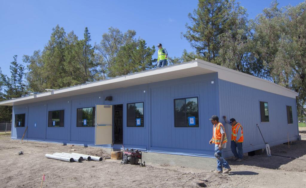 Prestwood Elementary School's new pre-school building, which is expected to be ready for occupancy within the month. (Photo by Robbi Pengelly/Index-Tribune)