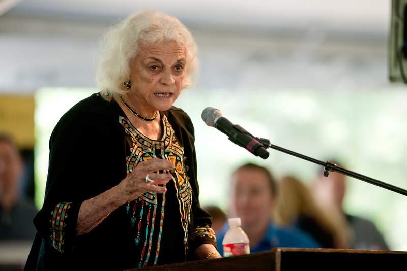 Retired Supreme Court Justice Sandra Day O'Connor delivers the keynote speech during the Earth Day celebration at Iron Horse Vineyards in Sebastopol, Calif., on April 27, 2014. (Alvin Jornada / For The Press Democrat)