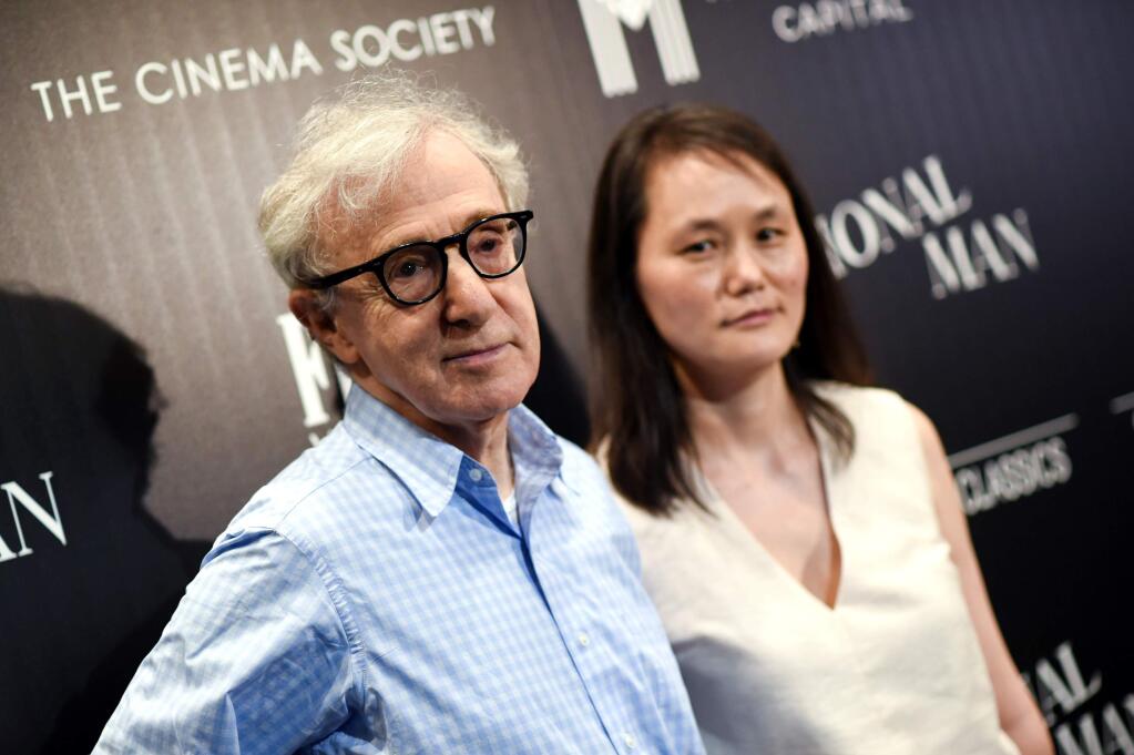 FILE - In this July 15, 2015, file photo, director Woody Allen and wife Soon-Yi Previn attend a special screening of 'Irrational Man', hosted by The Cinema Society and Fiji Water, at the Museum of Modern Art in New York. Allen told The Hollywood Reporter in an interview posted online on May 4, 2016, that he has made wife Previns life better and the controversy that surrounded the couple in the 1990s hasnt traumatized him. (Photo by Evan Agostini/Invision/AP, file)