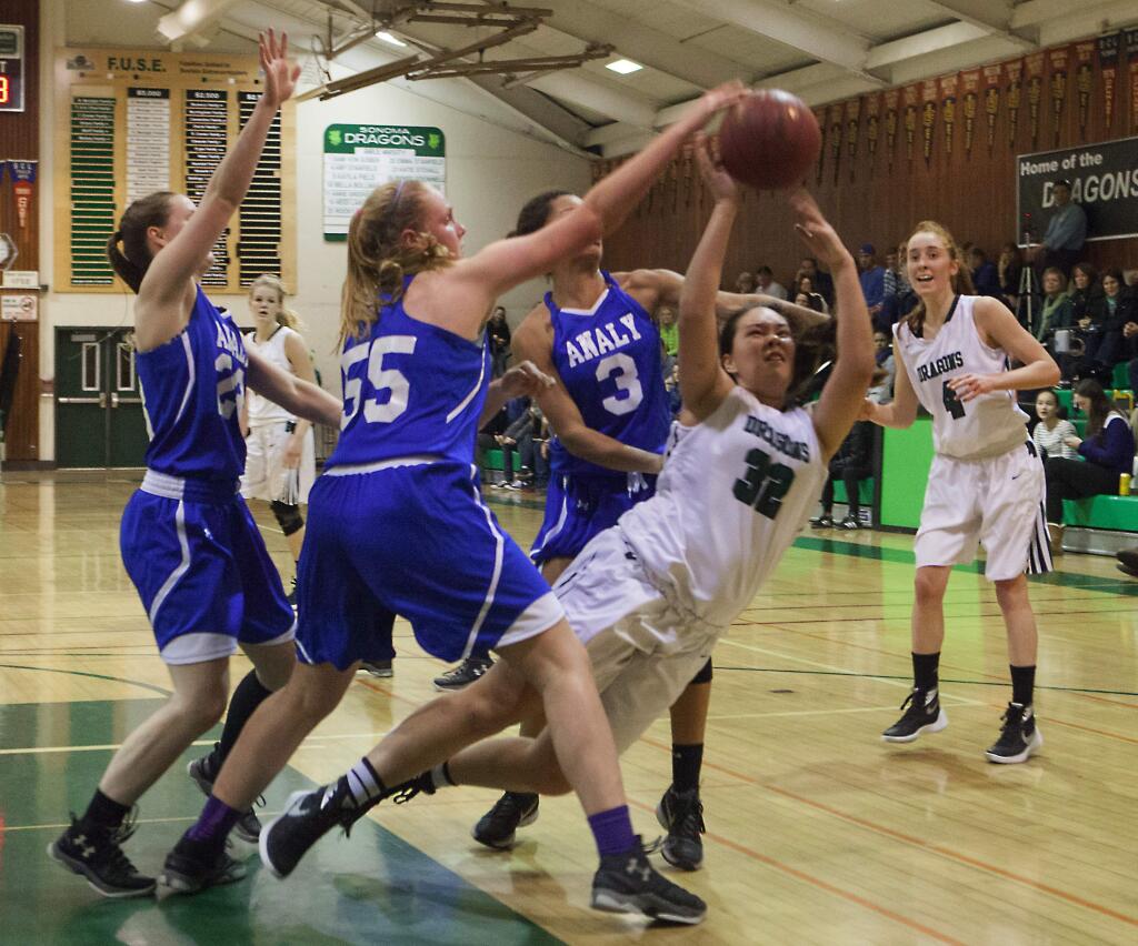 Robbi Pengelly/Index-TribuneSonoma's Jenny Eggers puts up a shot in a recent game against Analy. The Lady Dragons close out the regular season tonight with a chance to clinch at least a tie for first place.