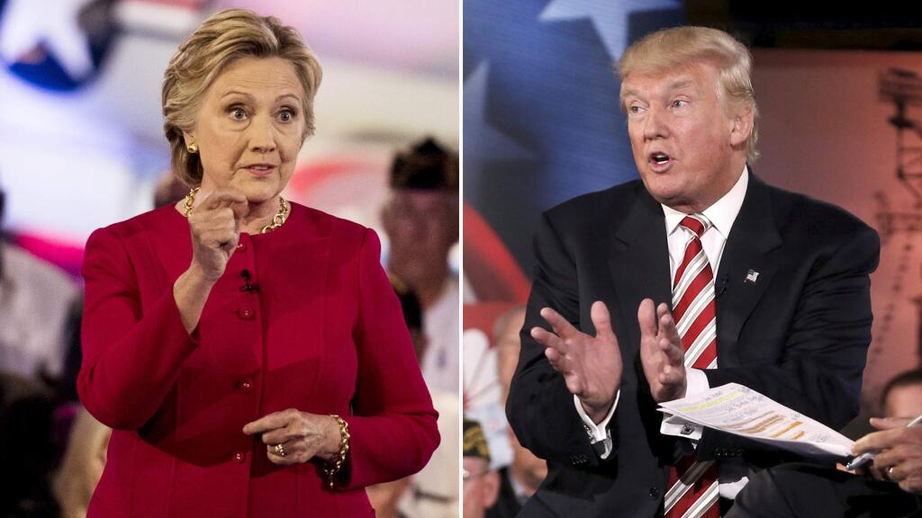 Hillary Clinton and Donald Trump at NBC's Commander in Chief Forum in New York on Sept. 7. Their first of three debates is Monday. (MELINA MARA / Washington Post)