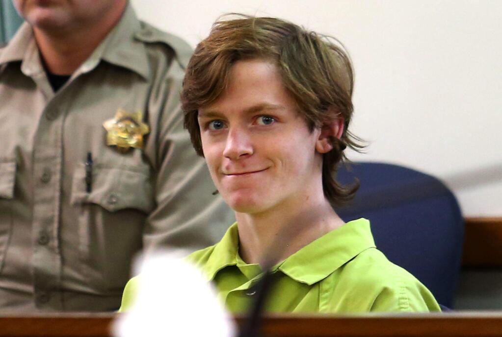 Talen Barton appeared in Mendocino County Superior Court on Tuesday, August 4, 2015. Barton is charged with killing his best friend, the friend's father and seriously wounding two others in Laytonville on July 19. (JOHN BURGESS / The Press Democrat)