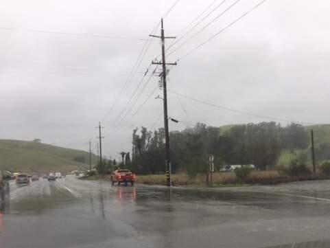 Flooding on northbound Highway 101 near the Marin-Sonoma county line, Tuesday, Feb. 7, 2017. (SUBMITTED PHOTO)