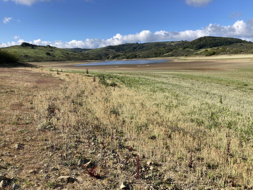 The lack of rainfall has put the Nicasio Reservoir in Marin County at its lowest point in many years. (Photo courtesy Stefan Parnay) April 26, 2021