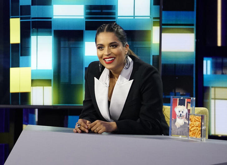This image released by NBC shows Lilly Singh, host of "A Little Late with Lilly Singh." The segment “Lilly Responds to Comments About Her Sexuality,” from Singh’s late-night talk show won the GLAAD award for for Outstanding Variety or Talk Show Episode. (Scott Angelheart/NBC via AP)