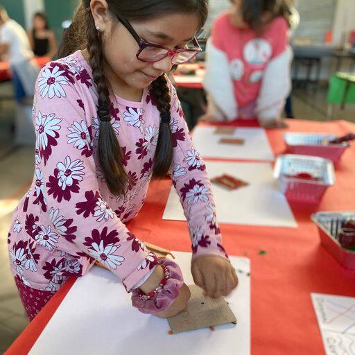 Second grader Melanie Victor Ramirez works on a Creative Campus art project at El Verano Elementary School this fall.