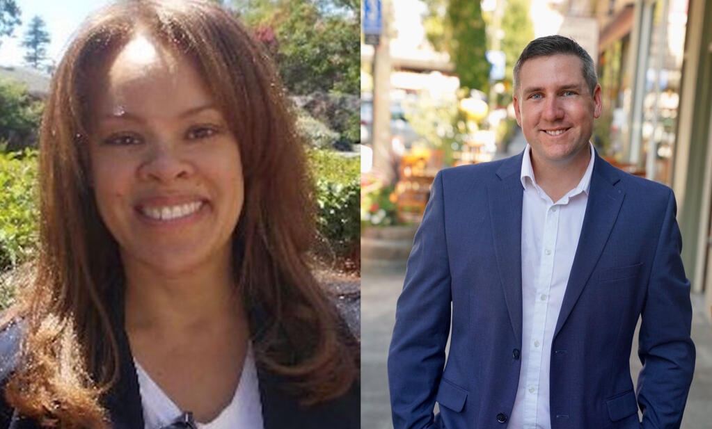 Santa Rosa City Council District 5 candidates Azmina Hanna, left, and Chris Rogers