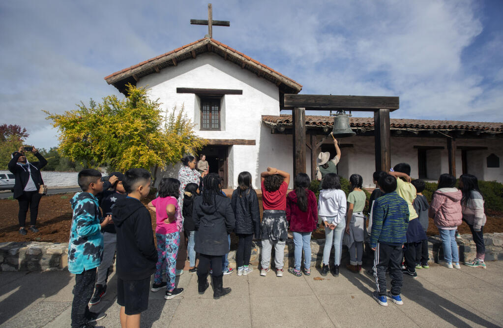 A school group learns the history of the Mission San Francisco Solano on E. Spain Street on Friday, Nov. 4, 2022. (Robbi Pengelly/Index-Tribune)