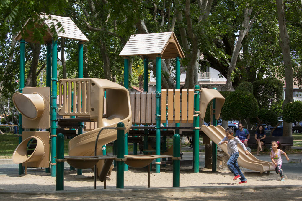 The children’s playground on the First Street West side of Sonoma Plaza on Monday, July 26, 2021. (Photo by Robbi Pengelly/Index-Tribune)
