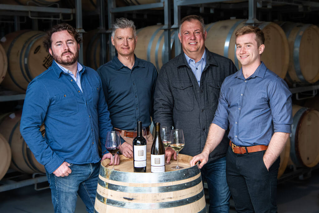 Left to right, Sean M. Quinn, Matt Courtney, Tony Biagi and Dante West from Amici Cellars in Calistoga. (Courtesy Photo)
