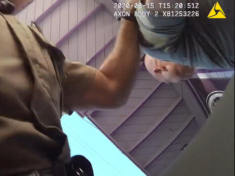 A screenshot from Sonoma County sheriff body-worn camera video showing the altercation. (Sonoma County Sheriff’s Office)