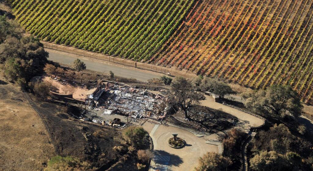 Paradise Ridge winery in Santa Rosa's Fountaingrove neighborhood after the Tubbs fire on Wednesday, Oct. 25, 2017. (KENT PORTER/ PD FILE)