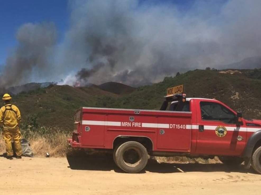 Fire erupted early Monday afternoon on Cow Mountain, east of Ukiah, pulling firefighters from an existing blaze further to the north. (CAL FIRE Mendocino / Twitter)