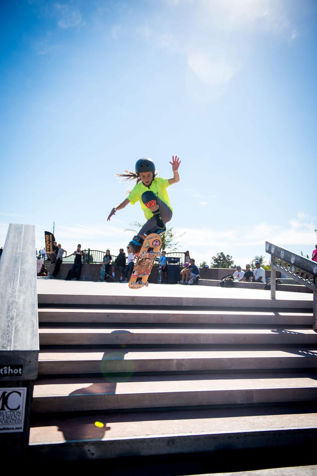 Petaluma 11-year-old Minna Stess skates at the Exposure Skate Contest in Encinitas. Stess is the youngest competitor invited to the X Games qualifier. Photo by Ian Logan from the book “It's Not About Pretty”