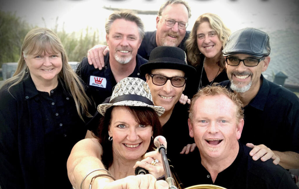 The Soul Section will close out the Tuesday Night Market live music series this summer on Sept. 24. The band pictured from left back: Ella Stienberg, Gus Scherer, Pete Donery, Jane Fossgreen and front from left: Sarah Cumming, Vince Nash, Kevin Mulligan, and Mike Perez. (Courtesy of The Soul Section)