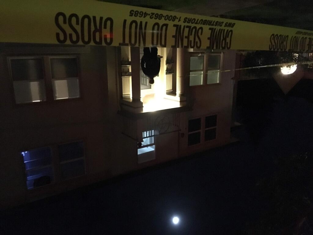 Santa Rosa police investigate a stabbing at an apartment building in the 500 block of Humboldt Street in Santa Rosa on Monday, Nov. 7, 2016. ( JULIE JOHNSON / The Press Democrat )