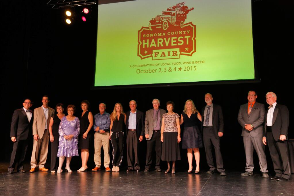 The 2015 Agriculture Award recipients during the Sonoma County Harvest Awards at Wells Fargo Center for the Arts in Santa Rosa, California, on Sunday, September 27, 2015. (Alvin Jornada / The Press Democrat)