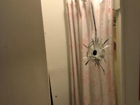 A victim was looking into this mirror last year when gunshots fired by Hector Barragan shattered the glass, causing injuries. Barragan was sentenced to prison Friday for assault with a firearm. (Santa Rosa Police Department)