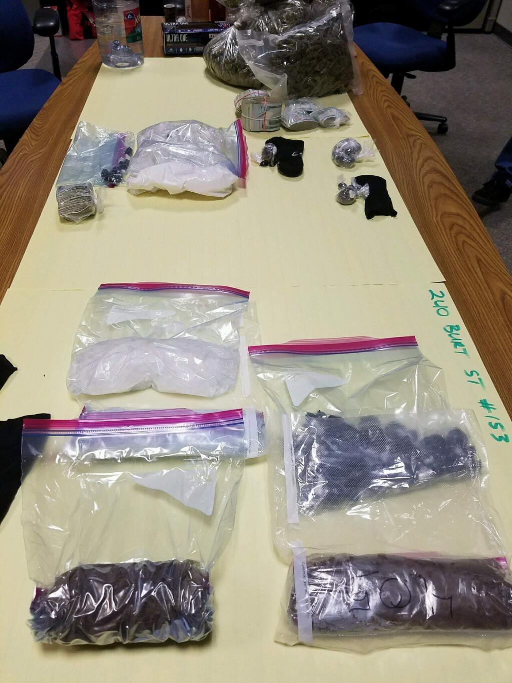 Some of the drugs seized by Santa Rosa police on Wednesday, Feb, 1, 2017, connected tothe arrests of Ulises Sandoval-Rivera, Artemio Sandoval-Rivera and two others. (COURTESY OF SANTA ROSA POLICE DEPARTMENT)