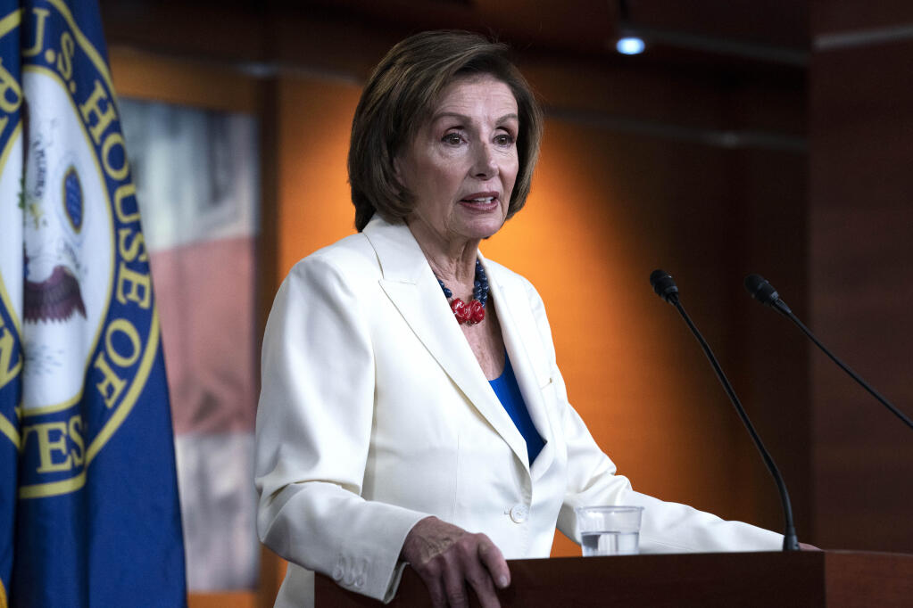 Speaker of the House Nancy Pelosi, D-Calif., speaks during a news conference on Capitol Hill in Washington, Thursday, May 20, 2021. (AP Photo/Jose Luis Magana)