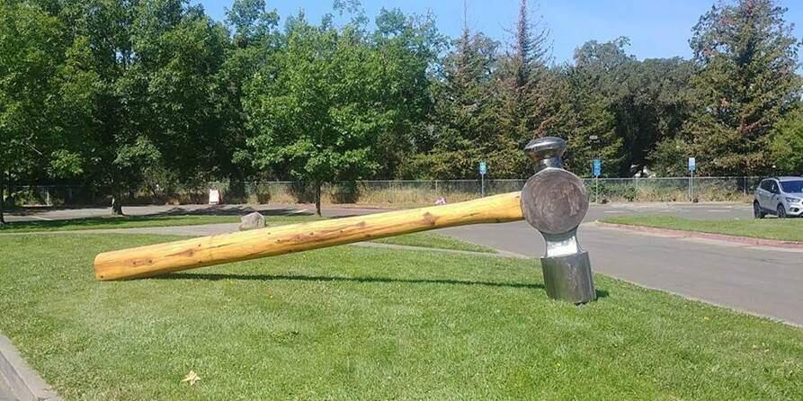 The 800-pound hammer that was stolen from the front lawn of Healdsburg's community center. (CITY OF HEALDSBURG)