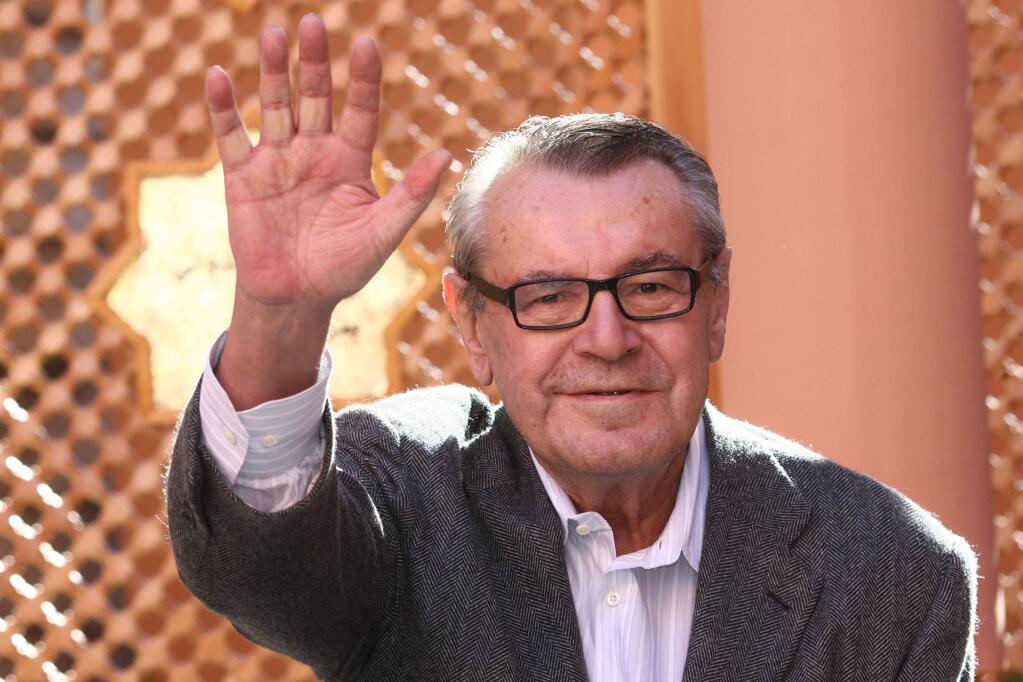 FILE - In this Dec. 8, 2007, file photo, Czech-born filmmaker Milos Forman, Jury President of the seventh Marrakesh Film Festival, poses during a photo call on the second day of the Marrakesh 7th International Film Festival in Marrakesh. Forman, whose American movies 'One Flew Over the Cuckoo's Nest' and 'Amadeus' won a deluge of Academy Awards, including best director Oscars, died Saturday, April 14, 2018. (AP Photo/Abdeljalil Bounhar, File)